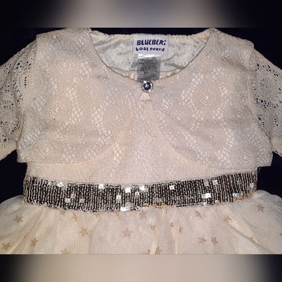 NWT 18mo Blueberi Ivory Sparkle holiday DRESS w/ Lace Cardigan - Picture 3 of 3